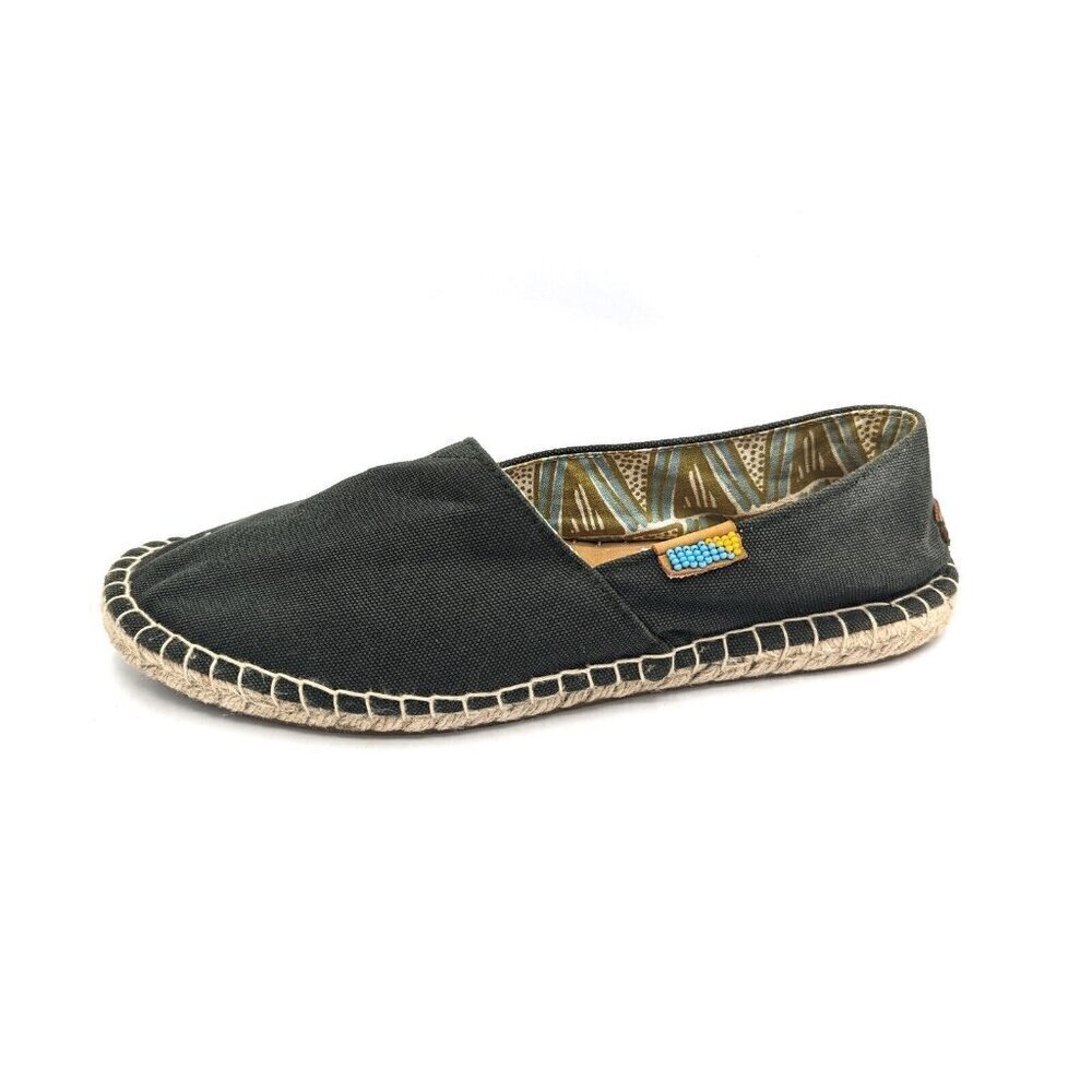 Ubuntu Life Classic Green Afridrilles Womens 10 WIDE Espadrille Shoes Handmade